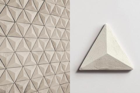 two views of clé tile + fornace brioni mantegna tile in white.